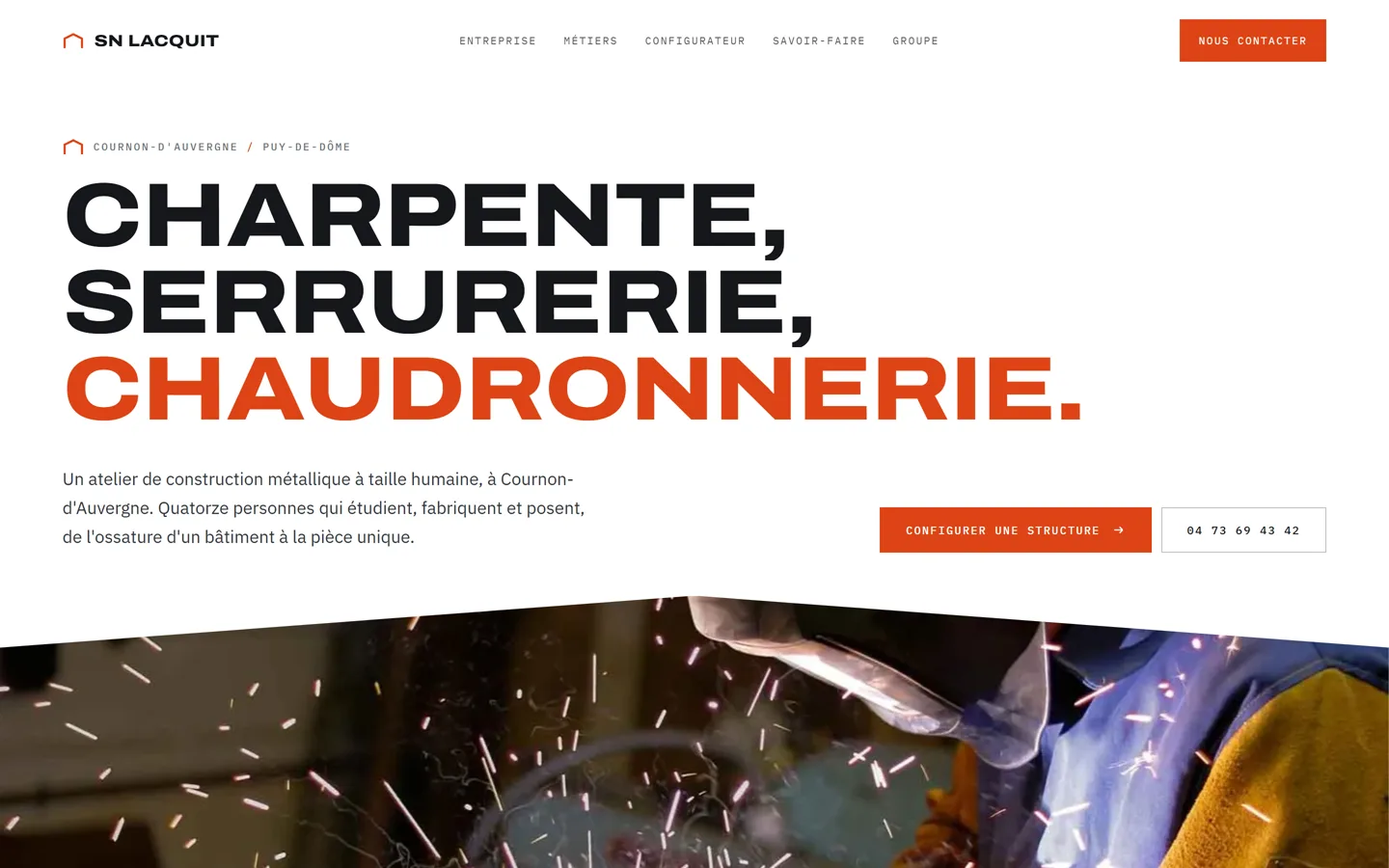 Landing page SN Lacquit : construction métallique, charpente et chaudronnerie industrielle à Cournon-d'Auvergne